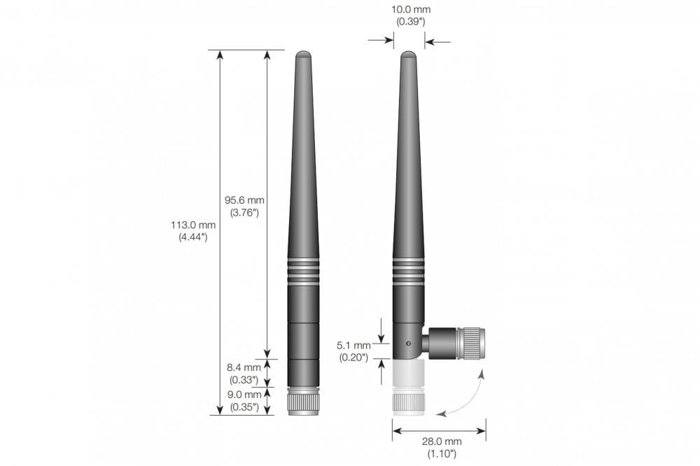 Right Angle Antenna - 2.4GHz SMA 1/2 Wave Dipole
