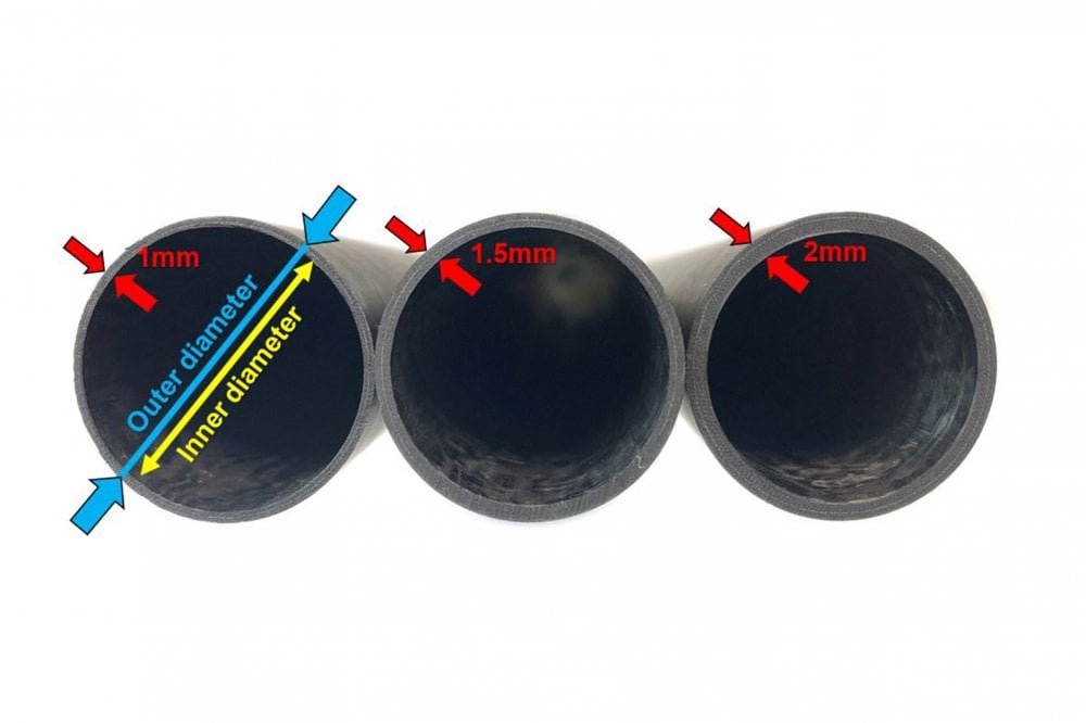 Roll wrapped carbon fibre tubes-Matte - 1000mm