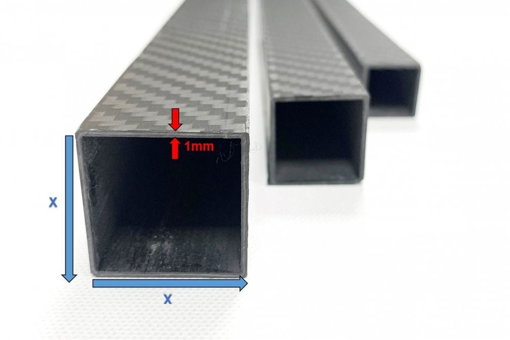 Square Roll wrapped carbon fibre tubes-Matte