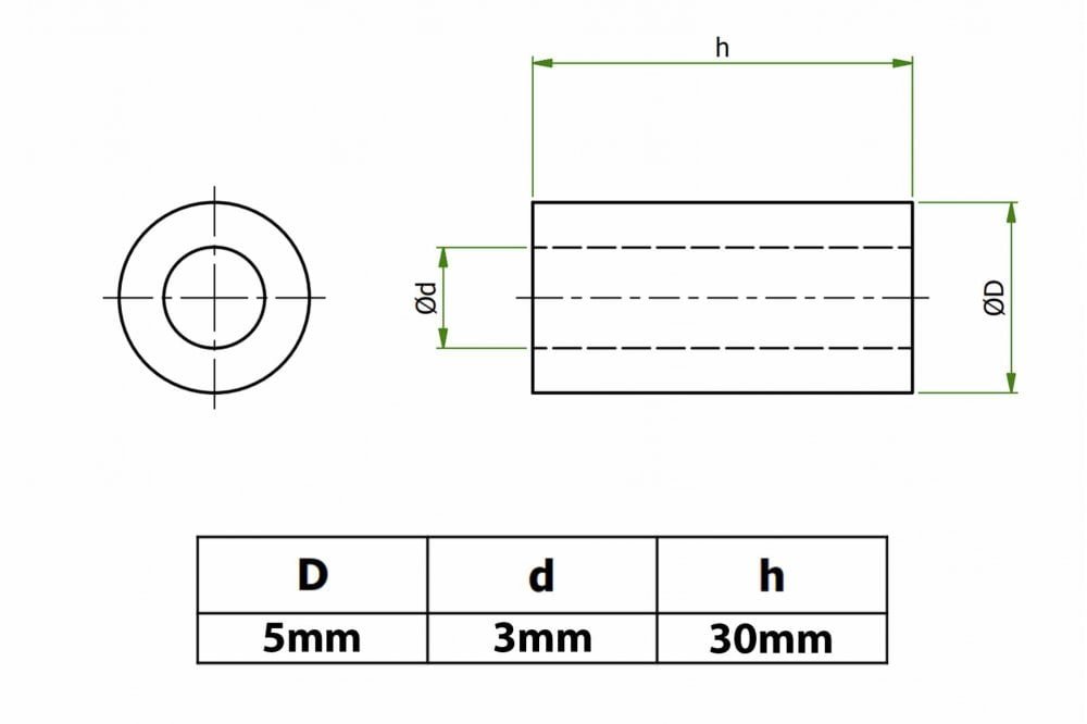 Unthreaded Pillar 30mm (10Pcs)