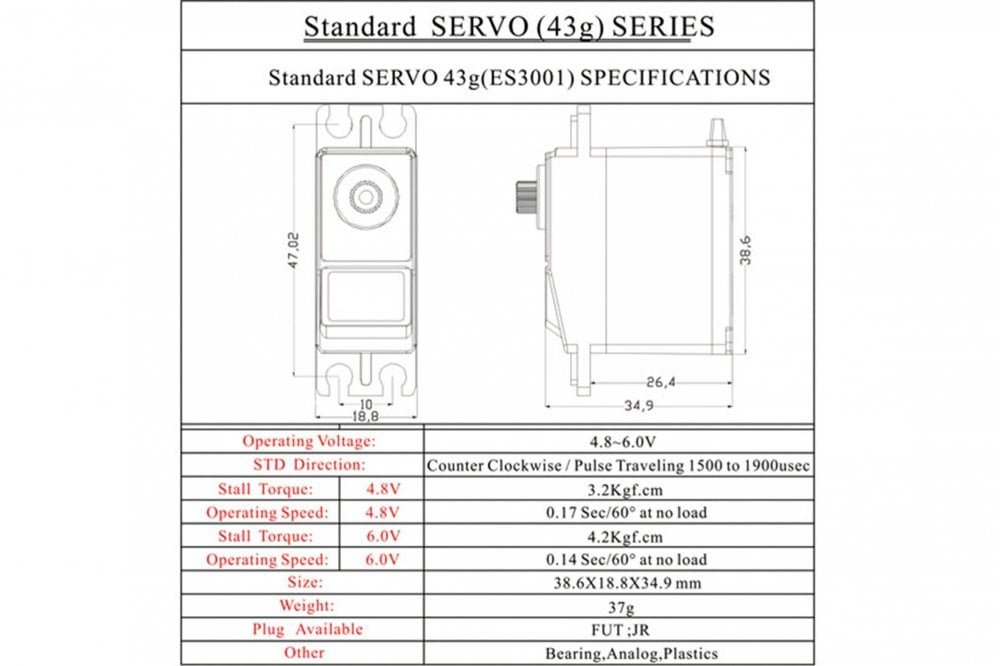 EMAX ES3001 Analog Servo (37g)
