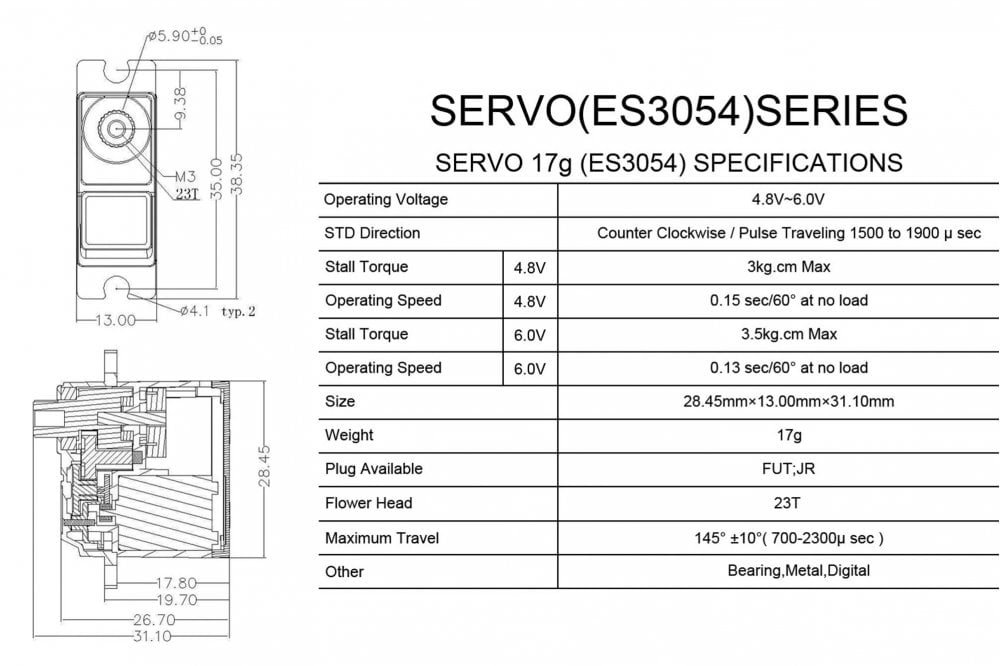 EMAX ES3054 17g Metal Gear Digital Servo