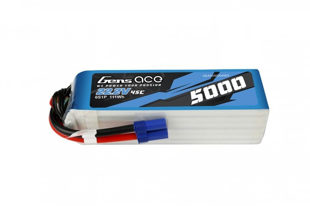 Gens Ace- 5000mAh 45C 6S1P 22.2V Lipo with EC5