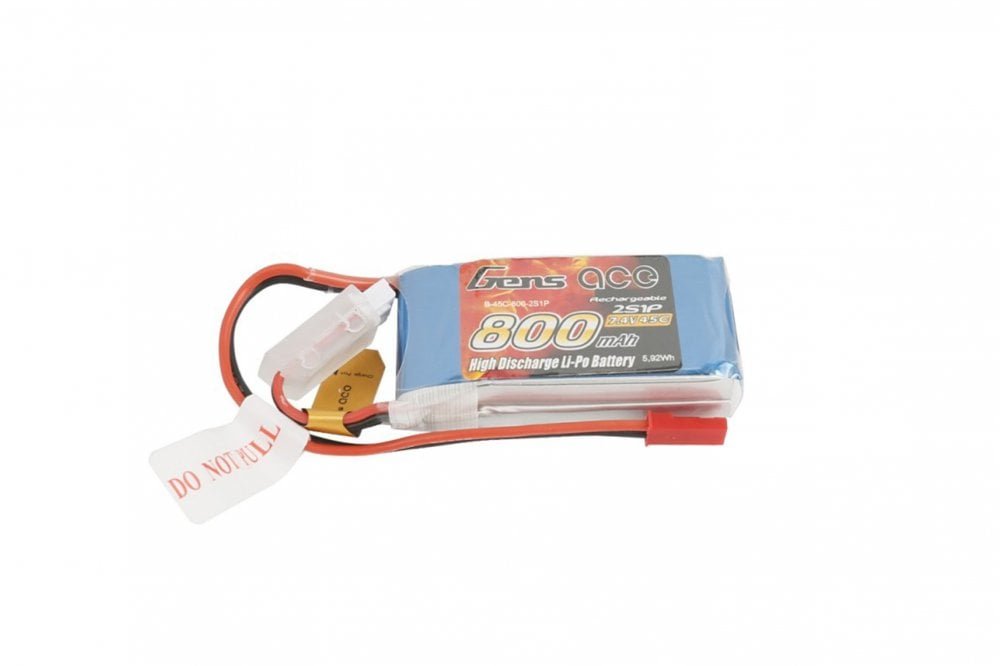 Gens Ace- 800mAh 45C 2S1P 7.4V Lipo with JST-SYP