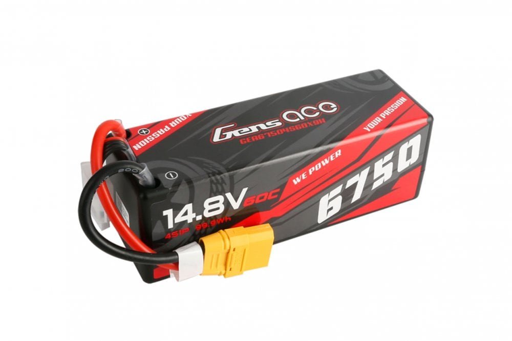 Gens Ace- Hard Case, 6750mAh 60C 4S1P 14.8V Lipo with XT90