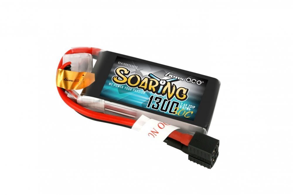 Gens Ace- Soaring, 1300mAh 30C 2S1P 7.4V Lipo with EC3/XT60/T Plug