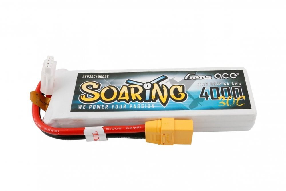 Gens Ace- Soaring- 4000mAh 30C 3S1P 11.1V Lipo with XT90