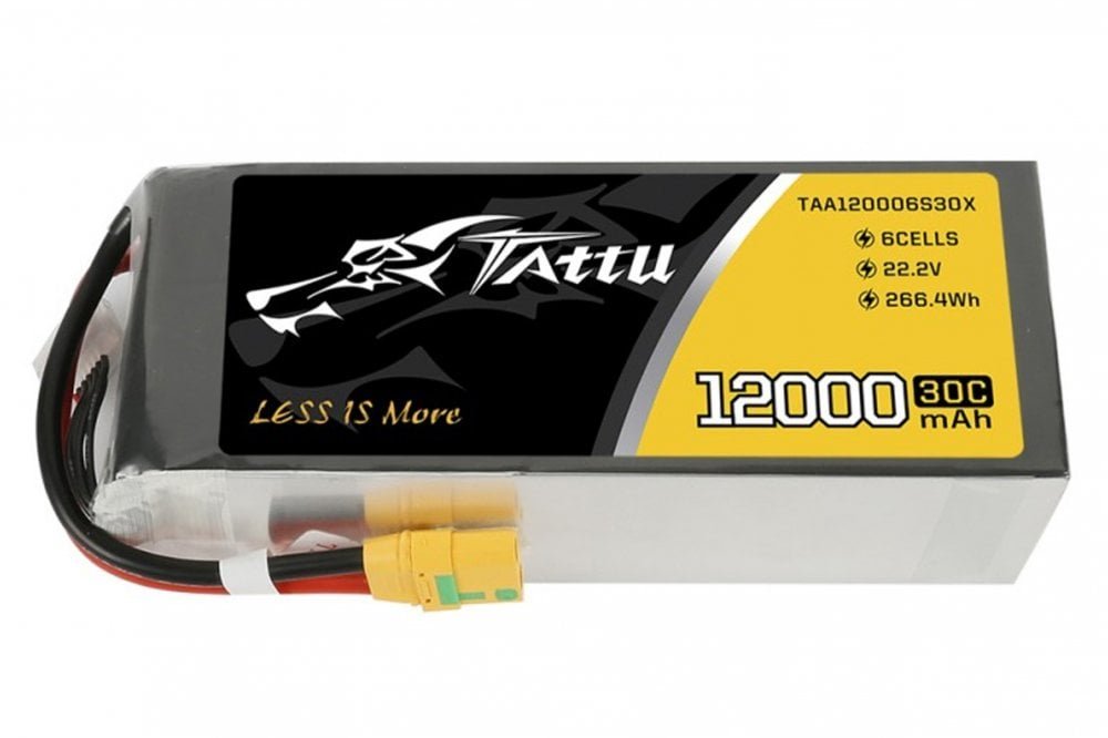 Gens Ace- Tattu - 12000mAh 30C 6S1P 22.2V Lipo-XT90