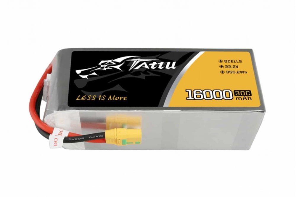 Gens Ace- Tattu 30C- 16000mAh 6S1P 22.2V Lipo with XT90-S