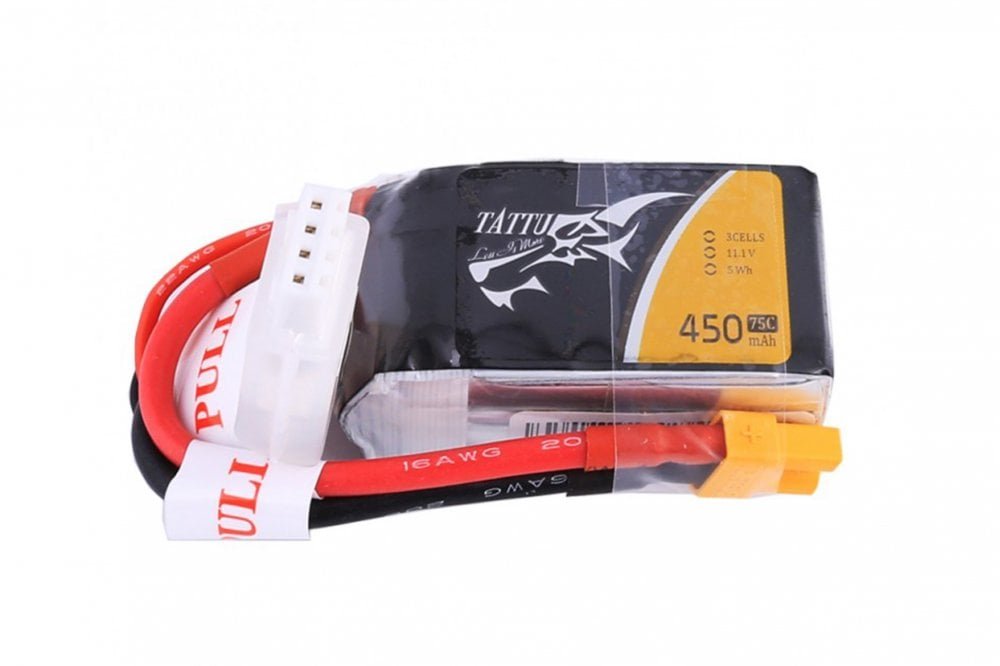 Gens Ace- Tattu- 450mAh 75C 3S1P 11.1V Lipo with XT30