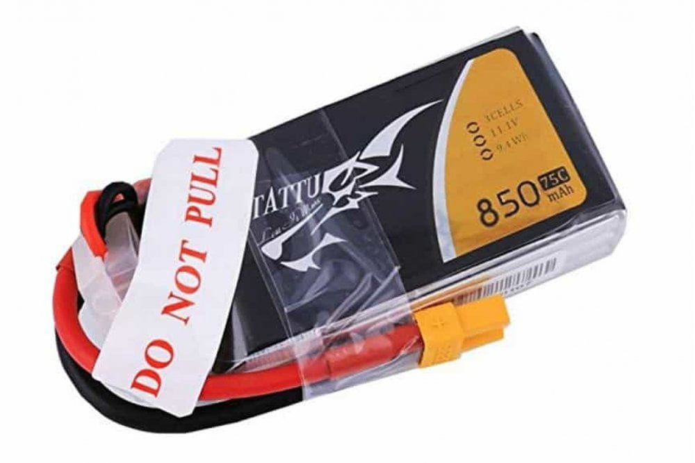 Gens Ace- Tattu, 850mAh 75C 3S1P 11.1V Lipo with XT30