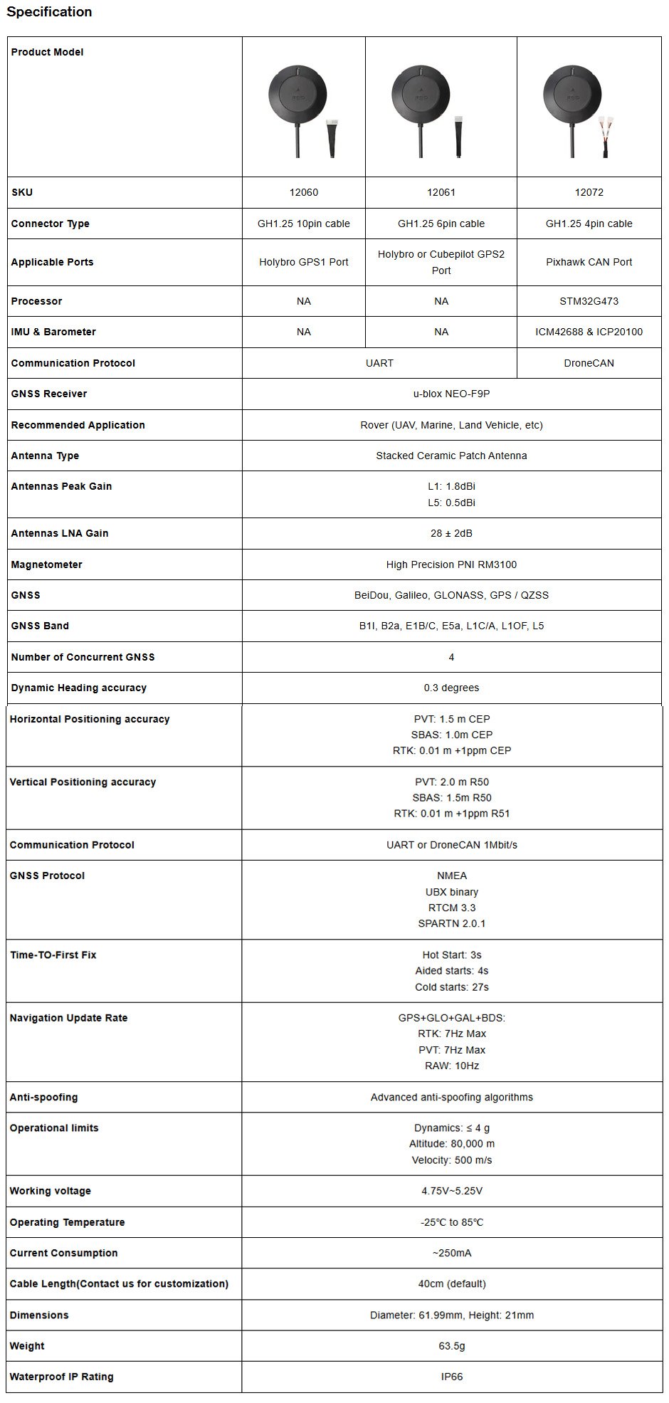 Holybro - H-RTK NEO F9P Rover UART 10 Pin - 12060