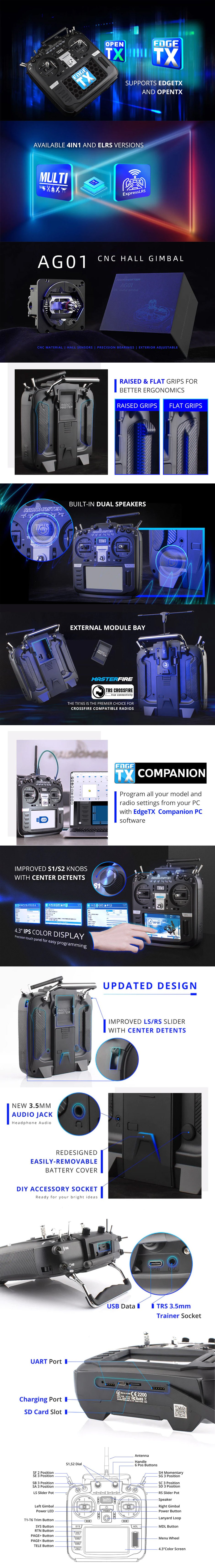 RadioMaster - TX16s MKII MAX- 4in1 (LBT) with AG01 Gimbal