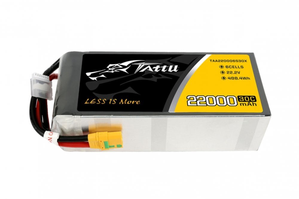 Tattu 30C 6S 22000mAh Lipo Battery is the most powerful battery and it is suitable for even the most demanding model and RC models like DJI S1000, KOPTERWORX Hammer X8 and E1200 multiroto